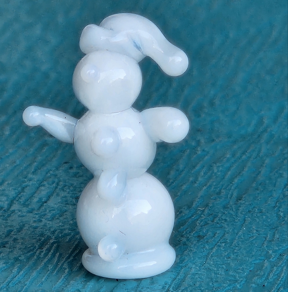 Vintage Miniature Dollhouse White Glass Snowman Dollhouse Winter Christmas Decor